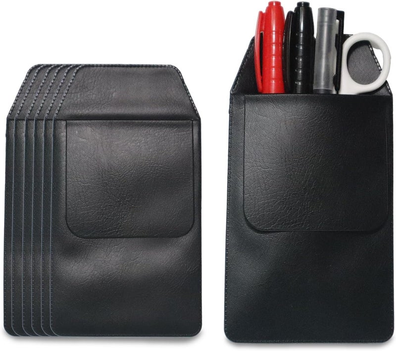 DJDIRY 6 Pcs Pocket Protector for Pen and Pencils Shirts Pocket Organizer Pouch, PVC Pocket Pen Holder, Durable, Multi-Purpose, for Nurse, Doctor, Lab Coat, Pan (Black) - Image 1